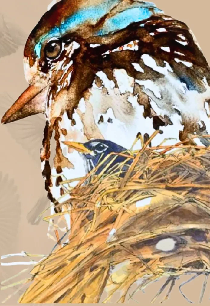 Watercolour sparrow and nest inspiration artwork
