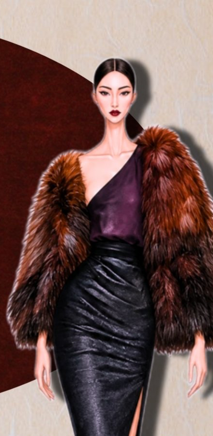 Fashion illustration of a figure from the collection